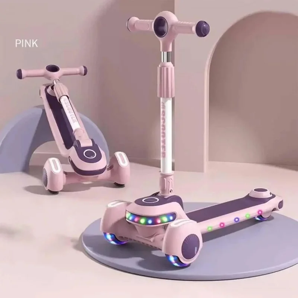 Триколісний самокат Viper YJF-2026 Active Kids (підсвічування, складна конструкція, ручка, що регулюється) Рожевий VEN-F002/2 фото