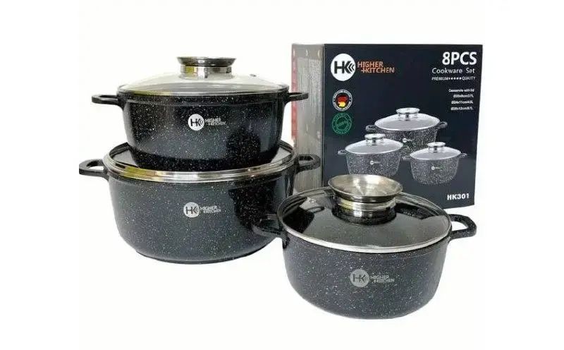 Набір каструль Higher Kitchen НК-301 із гранітним антипригарним покриттям 8 предметів НК-301 фото