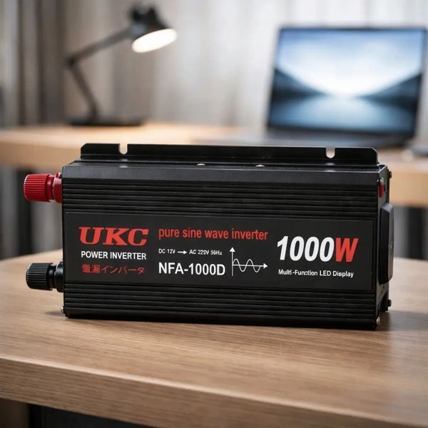 Перетворювач напруги 12V-220V UKC 1000 Вт з чистою синусоїдою / автомобільний інвертор 12 В 220 В з цифровим дисплеєм та USB виходом sp4139 фото