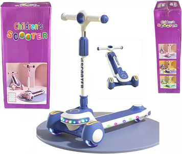 Триколісний самокат Viper YJF-2026 Active Kids (підсвічування, складна конструкція, ручка, що регулюється) Синій VEN-F002/1 фото
