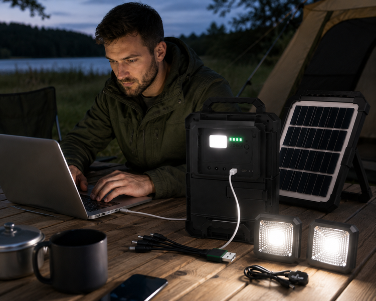 Портативна сонячна зарядна станція CCLAMP CL-083-38, 2400 mAh з LED-лампами / Автономне джерело живлення із сонячною панеллю sp10592 фото
