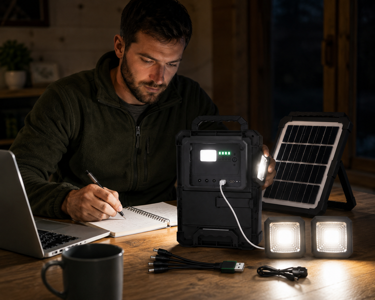 Портативна сонячна зарядна станція CCLAMP CL-083-38, 2400 mAh з LED-лампами / Автономне джерело живлення із сонячною панеллю sp10592 фото