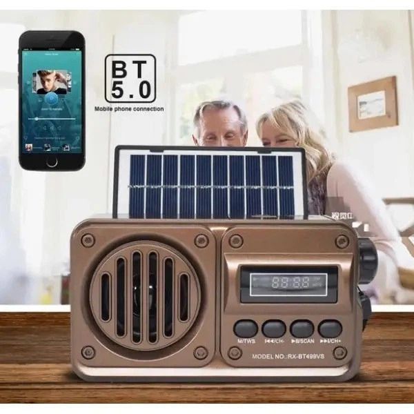 Радіоприймач Golon RX-BT499 VS Bluetooth, USB, microSD, TWS, сонячна панель, Power Bank sp8155 фото
