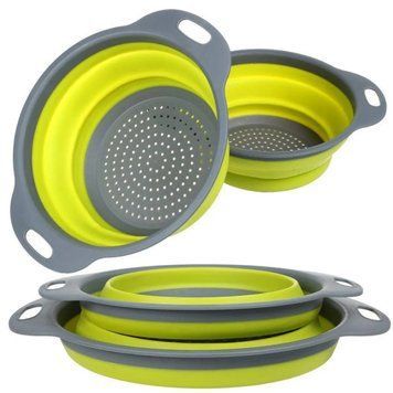 Друшляк силіконовий складаний великий + маленький Collapsible filter baskets V3348 фото