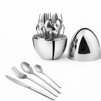Столові прилади із нержавіючої сталі EGG 24 шт Siver M20-9/2 фото
