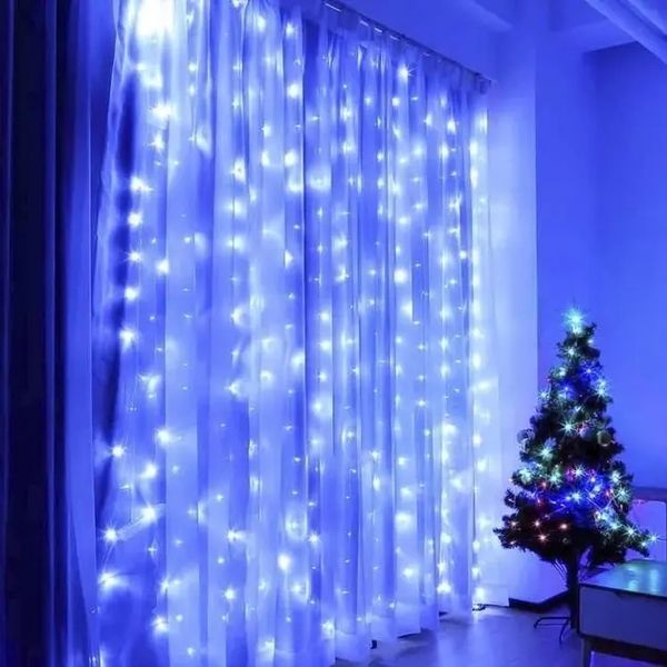 Святкова гірлянда завіса "Штора" на вікно 200LED 3х3м колір Синій USB 50944144 фото