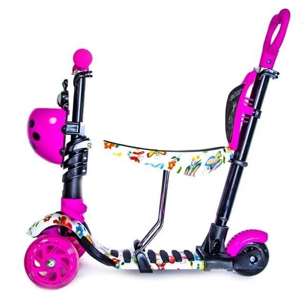 Дитячий Самокат 5 в 1 з підніжками та батьківською ручкою Best Scooter, PU колеса, Підсвічування коліс 2520336PCZ фото