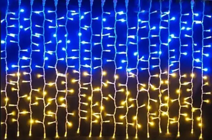 Патріотична гірлянда штора Прапор України 3*3 м 160 LED класична IP44 M16906 фото