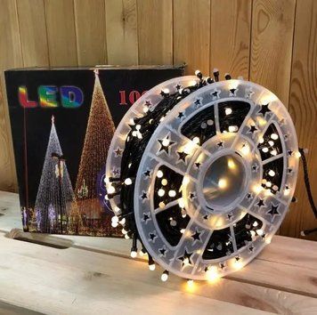 Гірлянда нитка на котушці, від мережі, 50м, 240LED, теплий білий/ Світлодіодна LED гірлянда на ялинку G5801 фото