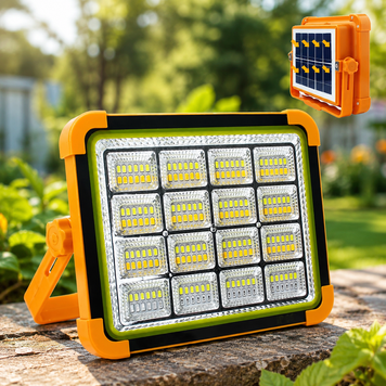 Акумуляторний прожектор PowerBank із сонячною панеллю / Світлодіодний Solar LED ліхтар 2400mAh 2019937 фото