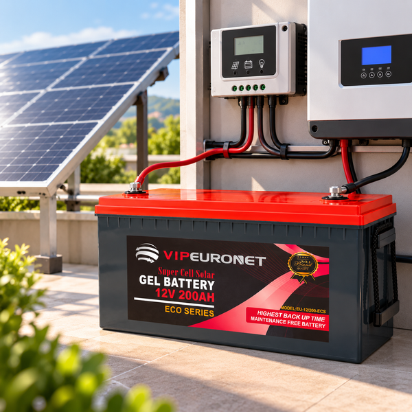 Акумулятор VIPEURONET 12V 200Ah ECO Series / Гелевий акумулятор для сонячних енергосистем, систем резервного живлення VIP-EURONET фото