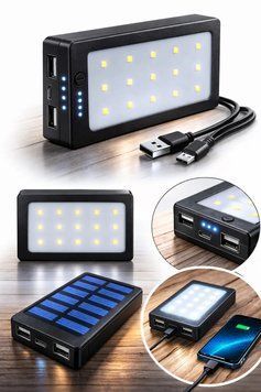 Сонячний Power Bank Solar 30000 mAh / Повербанк Solar 2xUSB з ліхтариком solar20 фото
