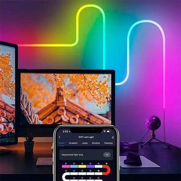 Розумна гнучка LED Neon RGB стрічка-шланг 3 метрів від USB управління режимами з телефону, Bluetooth додаток, пульт Jam12-25 фото