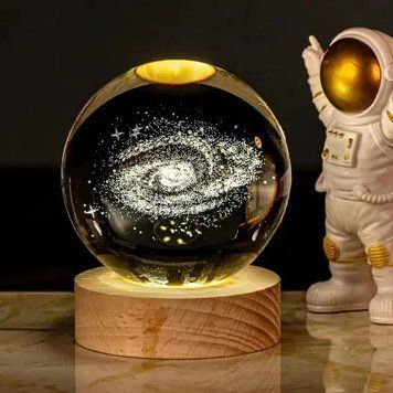 Світлодіодна кришталева куля, декоративна універсальна 3D нічниця, кришталева куля Jam11414/5 фото