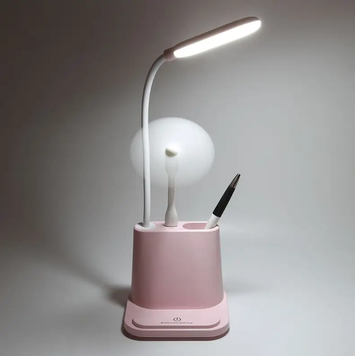 Рожева Акумуляторна настільна LED лампа Bionic Desk Lamp c USB виходом, органайзером та підставкою для смартфона 2050018/1 фото