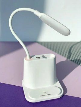 Біла Акумуляторна настільна LED лампа Bionic Desk Lamp c USB виходом, органайзером та підставкою для смартфона 2050018/2 фото