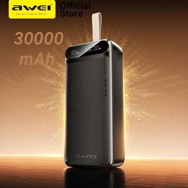 Зовнішній акумулятор Power bank Awei PA12 30000mAh PD22,5W швидка зарядка sp8413 фото