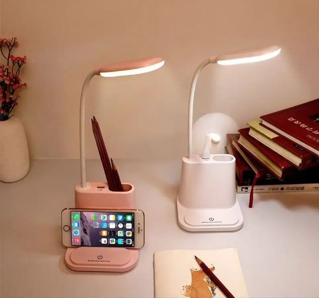 Акумуляторна настільна LED лампа Bionic Desk Lamp c USB виходом, органайзером та підставкою для смартфона 2050018 фото