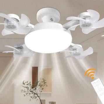 Світлодіодна стельова люстра-вентилятор AY1053 / LED лампа з вентилятором у патрон / Стельовий світильник-вентилятор 60W M17693 фото