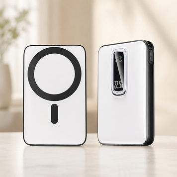 Магнітний Power Bank MP102 10000mAh зі швидкою зарядкою 22.5W / Зарядний пристрій з бездротовим MagSafe, вбудованим кабелем та підставкою / Портативний зовнішній акумулятор As-AD фото