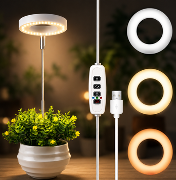 Світлодіодна кільцева фітолампа USB / Світлодіодна лампа для вирощування рослин, що димується, з таймером G6741 фото