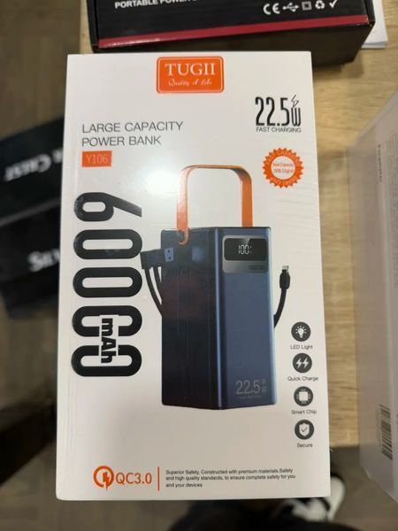 Зовнішній акумулятор TUGII Y106 60000 мАг із швидкою зарядкою 22,5 Вт M60000 фото