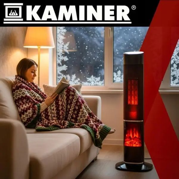 Колонний тепловентилятор Teesa 2000W з імітацією каміна Jam7444 фото