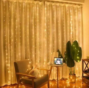 Світлодіодна гірлянда штора роса на дроті 3х2 м 200 LED пульт + USB теплий білий G5797 фото