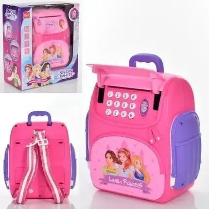 Скарбничка сейф EL-510-14 LOVELY PRINCESS з відбитком пальця та кодовим замком банкомат музичний Рожевий 2371140 фото