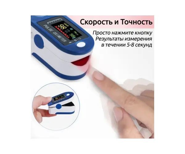 Пульсометр для вимірювання пульсу та сатурації JZK-302 Синій, пульсоксиметр на палець 3025095214 фото